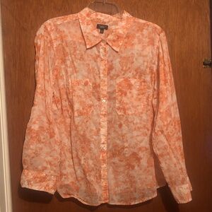 Talbots Coral and White Button-Down Shirt